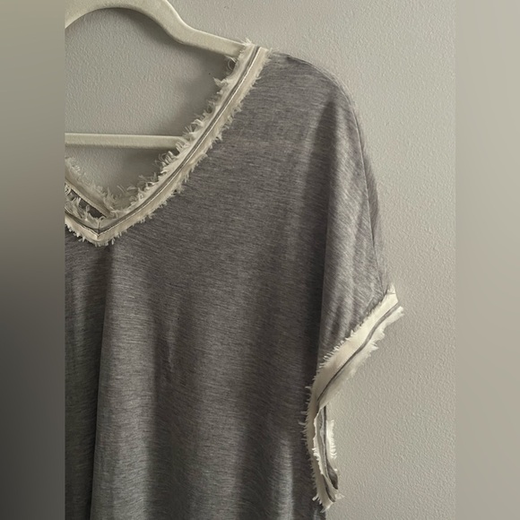 All Saints Gray Top Fringe Detail - Picture 2 of 6